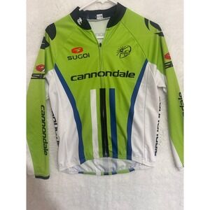 Sugoi Cannondale Cycling Jersey Mens Medium Long Sleeve Full Zip Bike Lime